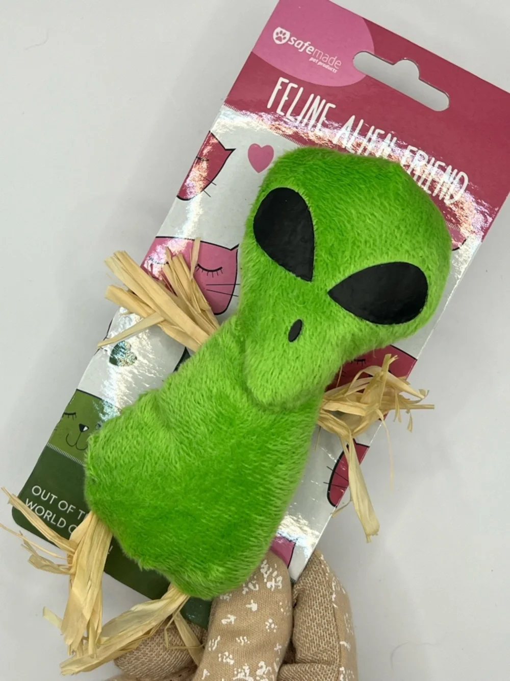 Green Alien Plush Cat Toy with Catnip